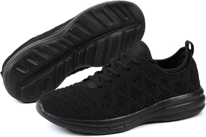 Women Tennis Shoes Lightweight for Ladies Basic Work Gym Jogging Walking Running Athletic Fashion Sneakers Zapatos Tenis Mujer All Black Size 10